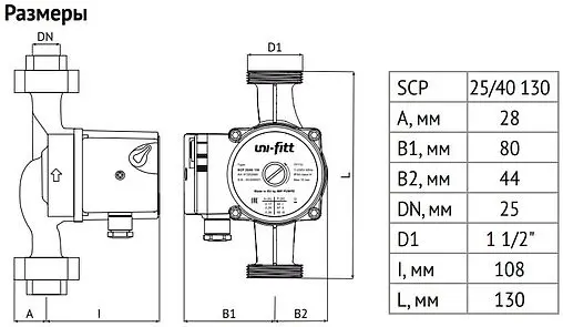 Насос циркуляционный Uni-Fitt SCP 25/40 130 913S2540