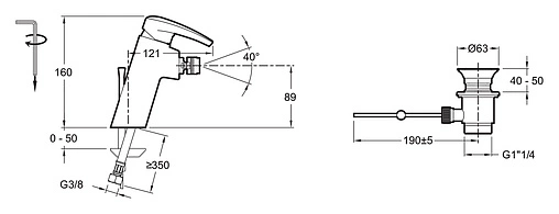 Смеситель для биде Jacob Delafon Panache хром E73240-CP Смеситель для биде Jacob Delafon Panache хром E73240-CP