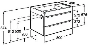 Тумба-умывальник подвесная Roca Inspira 80 зеркальный/тёмный дуб 851076403 Тумба-умывальник подвесная Roca Inspira 80 зеркальный/тёмный дуб 851076403, 2