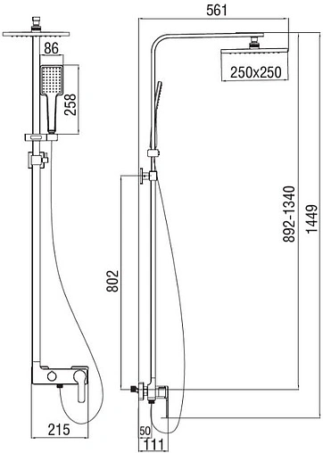 Душевая система со смесителем для душа SMARTsant Велнес хром SM1609AA