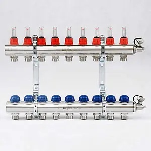 Группа коллекторная с расходомерами 9 отводов 1&quot;в/в x ¾&quot;ек Uni-fitt 440E4309, 1