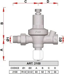Клапан подпиточный ½" Far FA 2100 12 Клапан подпиточный ½" Far FA 2100 12, 2