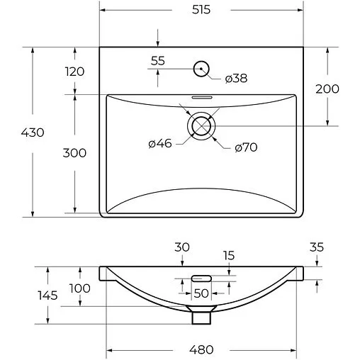 Раковина BelBagno 50 белый BB-8076-3-50
