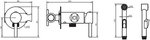 Гигиенический душ со смесителем Dorff Logic чёрный матовый D3075000BL