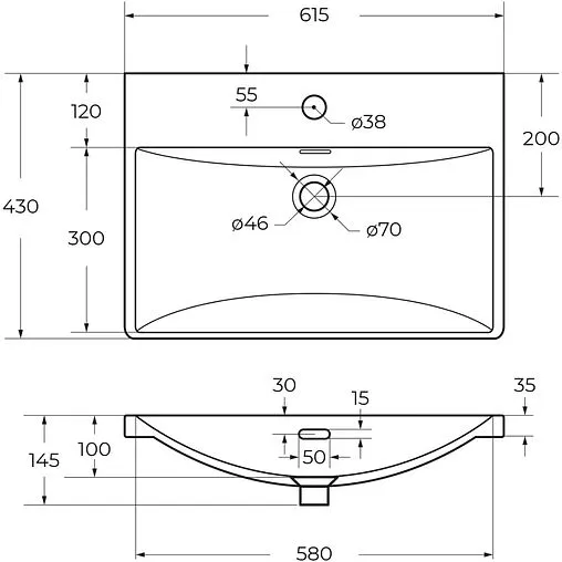 Раковина BelBagno 60 белый BB-8076-3-60