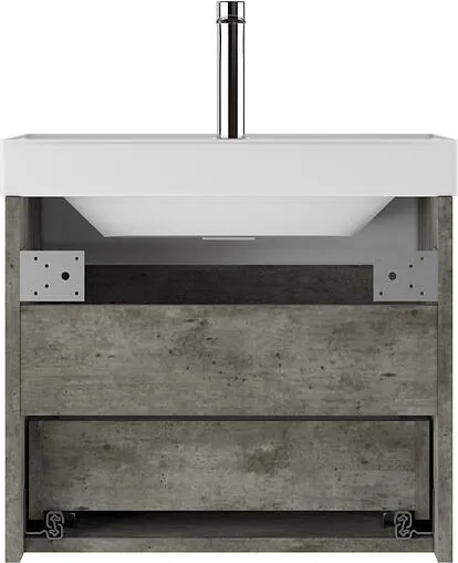 Тумба-умывальник подвесная Домино Karlo 50 белый/бетон DK5312T+4627173210157