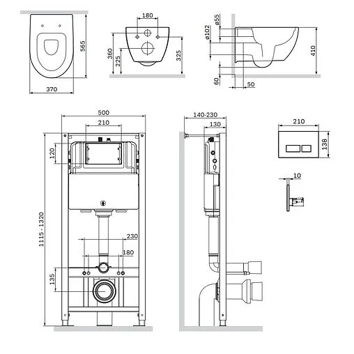 Комплект 6 в 1 Am.Pm Awe FlashClean IS47001.111700 с кнопкой белый глянцевый