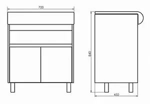 Тумба-умывальник напольная Comforty Тула 70 дуб солсбери, 2