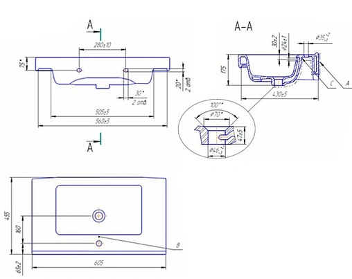 Раковина Cersanit Grand 60 белый S-UM-GRA60/1-w