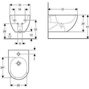 Биде подвесное Geberit Acanto белый 500.601.01.2 Биде подвесное Geberit Acanto белый 500.601.01.2, 2