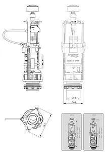 Комплект арматуры для бачка двухрежимный ½&quot; латунь боковой Idrospania 56803, 2