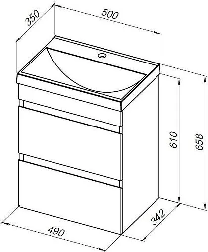 Тумба под умывальник подвесная Aquanet Нота New 50 дуб светлый 00334196