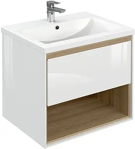 Тумба под умывальник подвесная Cersanit Louna 60 белый/дуб Эврика 64070 Тумба под умывальник подвесная Cersanit Louna 60 белый/дуб Эврика 64070, 1