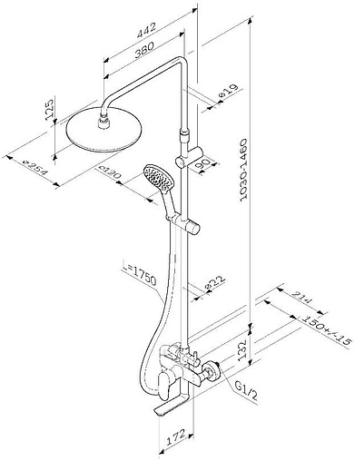 Душевая система со смесителем для ванны Am.Pm Like хром F0780964
