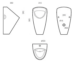 Писсуар со скрытым подводом воды Sanita Luxe Long sensor белый PS/Long/Sens/WHT.G/S1, 2