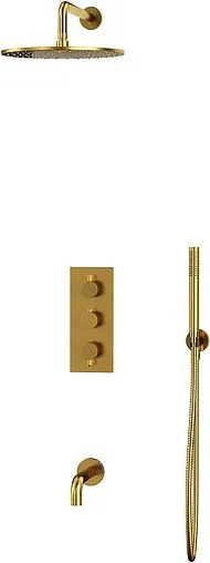 Душевая система с термостатом для ванны WHITECROSS Y brushed gold золото брашированное YSET11GLB Душевая система с термостатом для ванны WHITECROSS Y brushed gold золото брашированное YSET11GLB