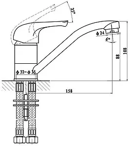 Смеситель для кухни Gross Aqua Basic хром 3210257C-15 Смеситель для кухни Gross Aqua Basic хром 3210257C-15, 2