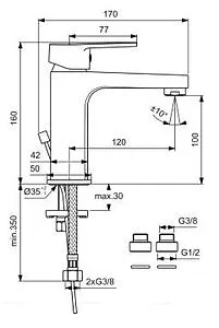 Смеситель для раковины Vidima Hype хром BA396AA, 2