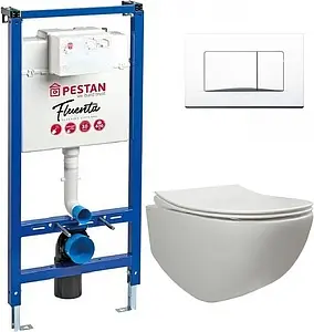 Комплект 6 в 1 Pestan Fluenta Rimless SET40006661AW с кнопкой Active белый глянцевый Комплект 6 в 1 Pestan Fluenta Rimless SET40006661AW с кнопкой Active белый глянцевый, 1