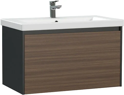 Тумба под умывальник подвесная Cersanit Grande 80 чёрный орех 64760