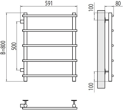 Полотенцесушитель водяной лесенка Terminus Квинта П6 500х800 бп500 полированная сталь 4670078530172