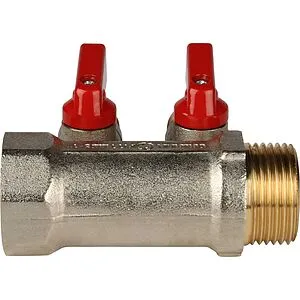 Коллектор запорный проходной 2 отвода красный 1"в/н x ½"н Stout SMB 6200 011202 Коллектор запорный проходной 2 отвода красный 1"в/н x ½"н Stout SMB 6200 011202, 5