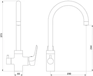 Смеситель для кухни с подключением к фильтру Damixa Origin Evo хром 820700000 Смеситель для кухни с подключением к фильтру Damixa Origin Evo хром 820700000, 2
