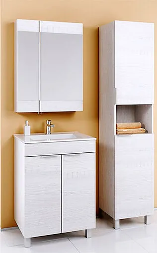 Шкаф-пенал с бельевой корзиной Aqwella Brig 40 дуб седой Br.05.04.K/Gray