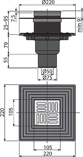 Трап вертикальный Set AlcaPlast 100x100мм APV4344 Трап вертикальный Set AlcaPlast 100x100мм APV4344