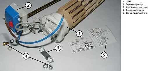 ТЭН фланцевый 3.2кВт 220В Hajdu 6104550257