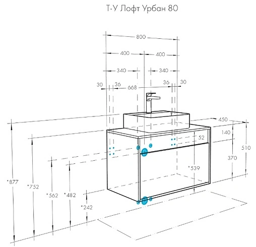 Тумба-умывальник подвесная Aquaton Лофт Урбан 80 графит/орегон 1A2476K3LQX60
