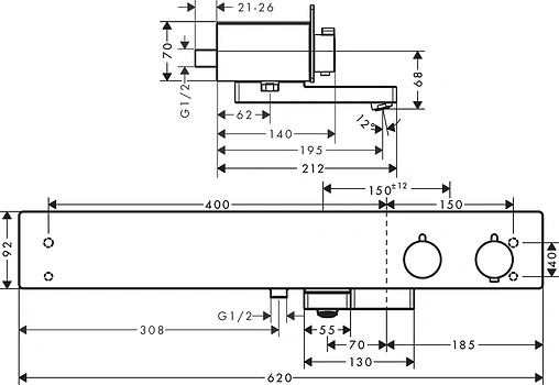 Термостат для ванны Hansgrohe ShowerTablet 600 белый/хром 13109400