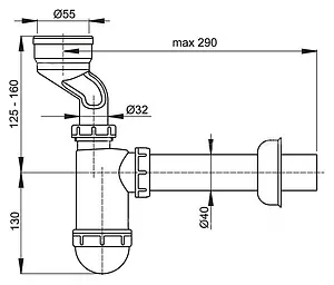 Сифон для писсуара AlcaPlast A45A, 2