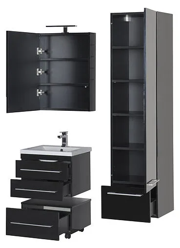 Шкаф-зеркало Aquanet Нота 58 L чёрный 00169191