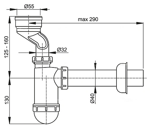 Сифон для писсуара AlcaPlast A45A