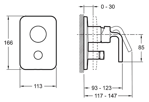 Смеситель для ванны скрытого монтажа Jacob Delafon Purist хром E98721-CP