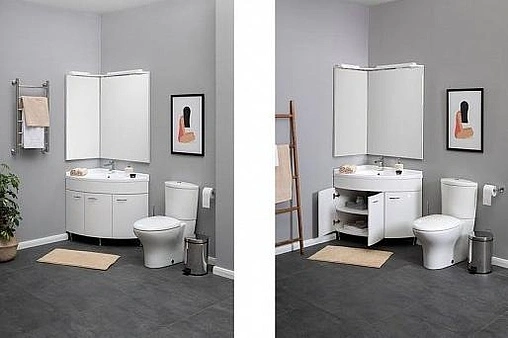 Тумба-умывальник напольная Aquanet Корнер 89 L белый 00158824+00158988