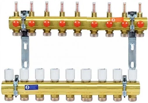 Группа коллекторная с расходомерами 9 отводов 1&quot;в/в x ¾&quot;ек Giacomini R553KY069