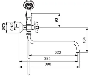 Смеситель для ванны с длинным изливом Vidima Retro хром BA129AA, 2