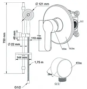 Смеситель для душа скрытого монтажа Swedbe Platta хром 5528, 2
