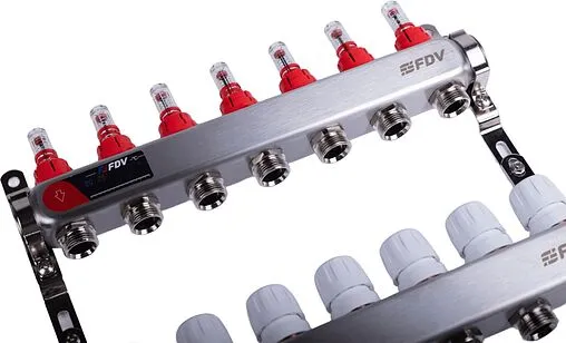 Группа коллекторная с расходомерами 7 отводов 1&quot;в/в x ¾&quot;ек FDV S1101A-1/7