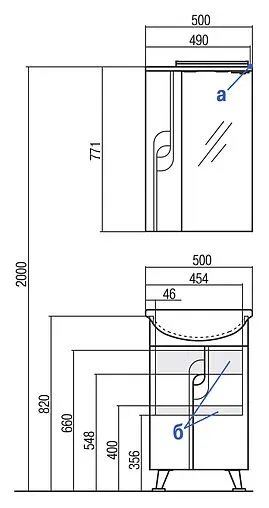 Шкаф-зеркало Aquaton Панда 50 R белый 1A007402PD01R