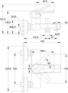 Смеситель для ванны Cersanit Moduo хром 64097, 2