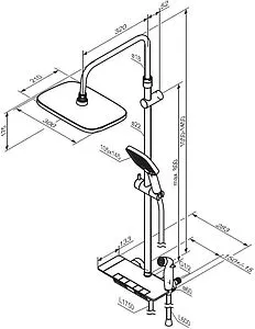 Душевая система с термостатом для ванны Damixa Gala чёрный матовый 953770300, 2