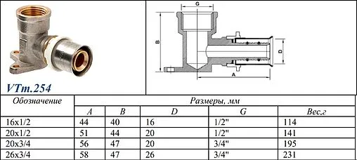 Водорозетка пресс 26мм x ¾"в Valtec VTm.254.N.002605