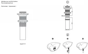 Выпуск автоматический для раковины с переливом Bravat чёрный матовый P6443BW-ENG Выпуск автоматический для раковины с переливом Bravat чёрный матовый P6443BW-ENG, 2