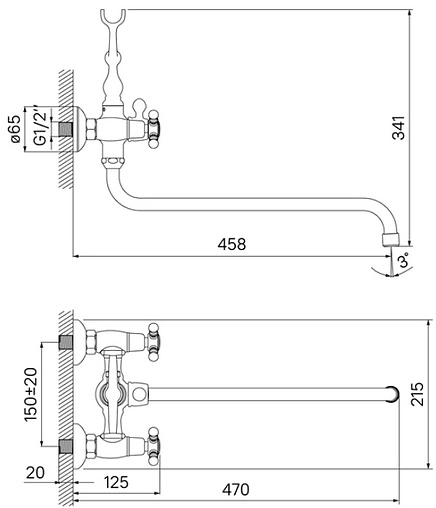 Смеситель для ванны с длинным изливом IDDIS Sam хром SAMSBL2i10