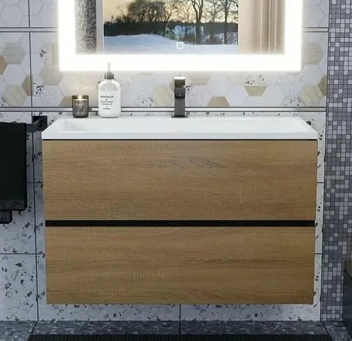 Тумба под умывальник подвесная Uperwood Barsa 70 дуб сонома/чёрный матовый 2930205157 Тумба под умывальник подвесная Uperwood Barsa 70 дуб сонома/чёрный матовый 2930205157