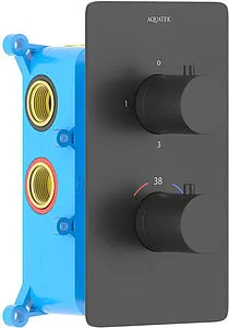 Термостат для 3 потребителей Aquatek Европа чёрный матовый AQ1393MB Термостат для 3 потребителей Aquatek Европа чёрный матовый AQ1393MB, 1