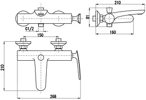 Смеситель для ванны Rav Slezak Tigris чёрный матовый/хром TG154.5CMATC, 2